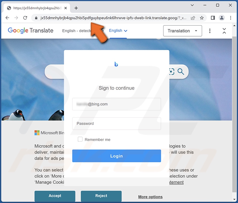 El correo electrónico fraudulento Unknown Browser Login promociona un sitio de phishing