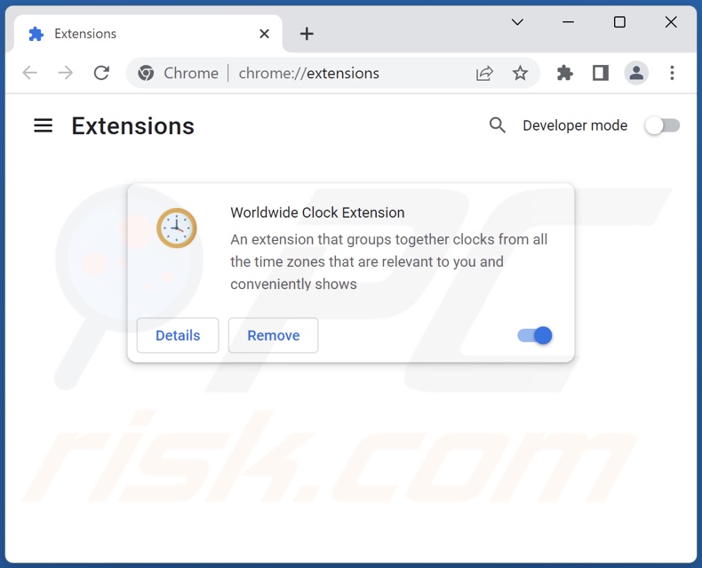 Cómo eliminar las extensiones de Google Chrome relacionadas con search.worldwideclockextension.com