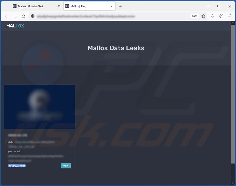 Sitio de filtración de datos del ransomware Xollam