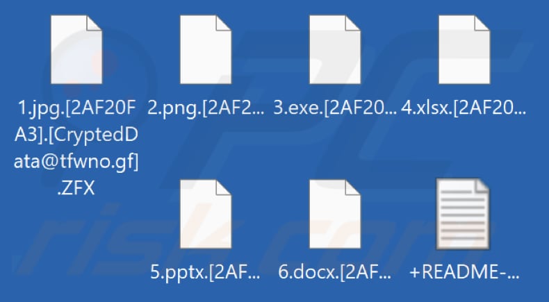 Archivos cifrados por ZFX ransomware (extensión .ZFX)