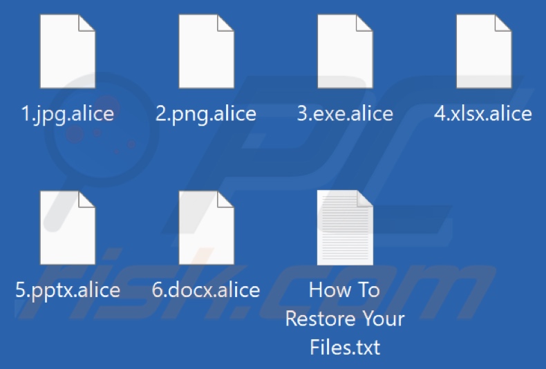 Archivos cifrados por el ransomware Alice (extensión .alice)