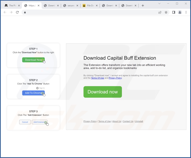 Website used to promote Capital Buff browser hijacker (sample 1)