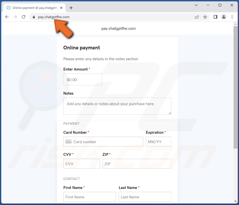 Sitio web de pago ChatGPT falso utilizado para phishing