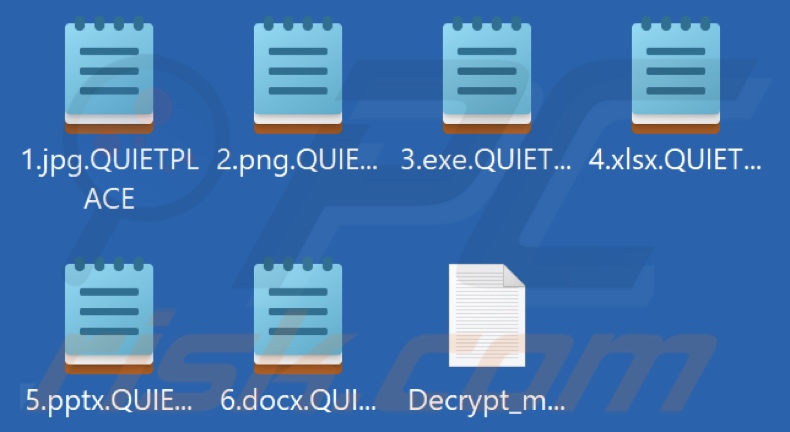 Archivos encriptados por el ransomware Mimic (extensión .QUIETPLACE)