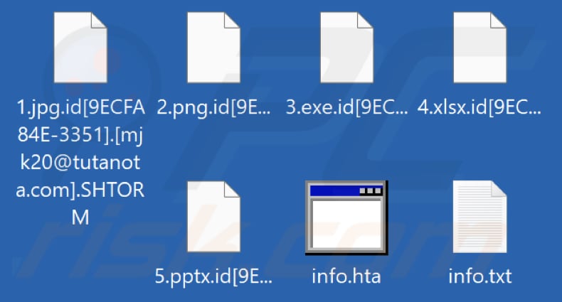 Archivos cifrados por el ransomware SHTORM (extensión .SHTORM)