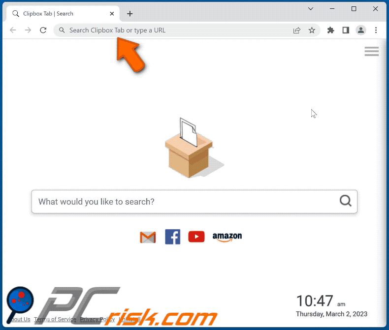 Clipbox Tab secuestrador del navegador find.asrcgetit.com muestra resultados de bing.com