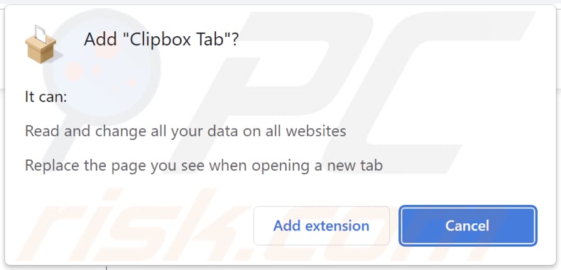 Clipbox Tab secuestrador del navegador pide permisos