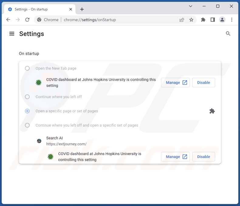 Eliminar COVID Dashboard de la página de inicio de Google Chrome