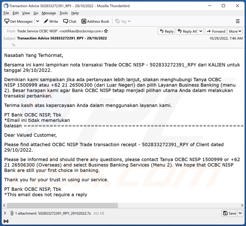 Correo spam con el malware DotRunpeX