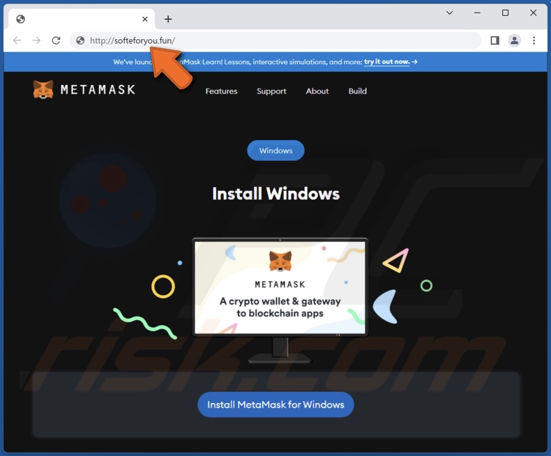 Sitio web falso de criptomoneda (MetaMask) utilizado para distribuir el malware stealer ImBetter.
