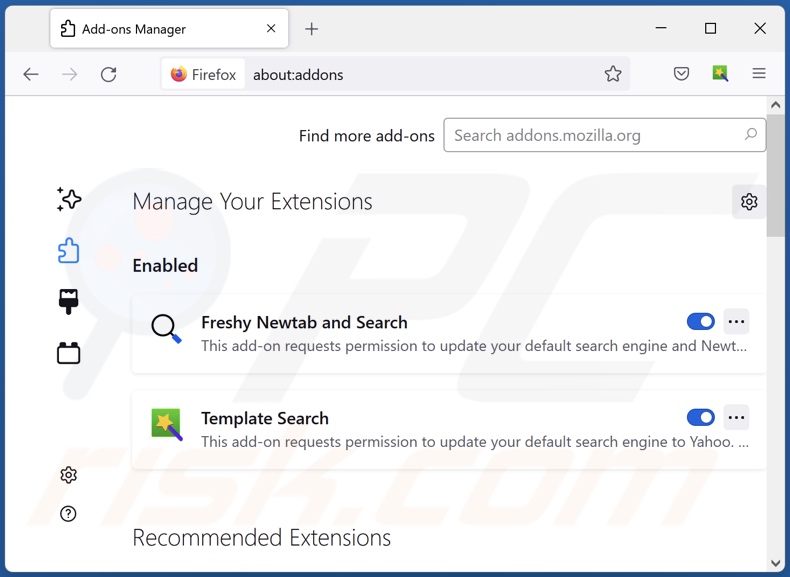 Eliminar las extensiones de Mozilla Firefox relacionadas con search.infinity-searches.com