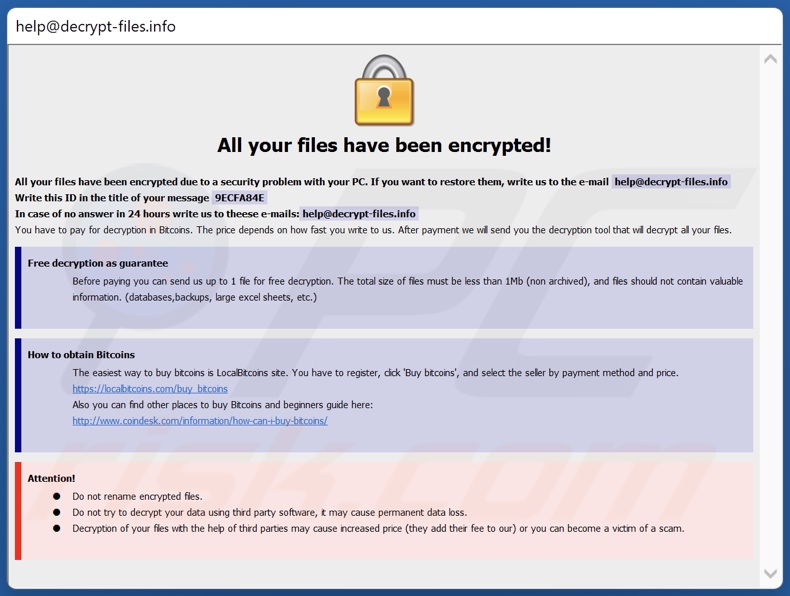 Like (Dharma) ransomware nota de rescate (pop-up)