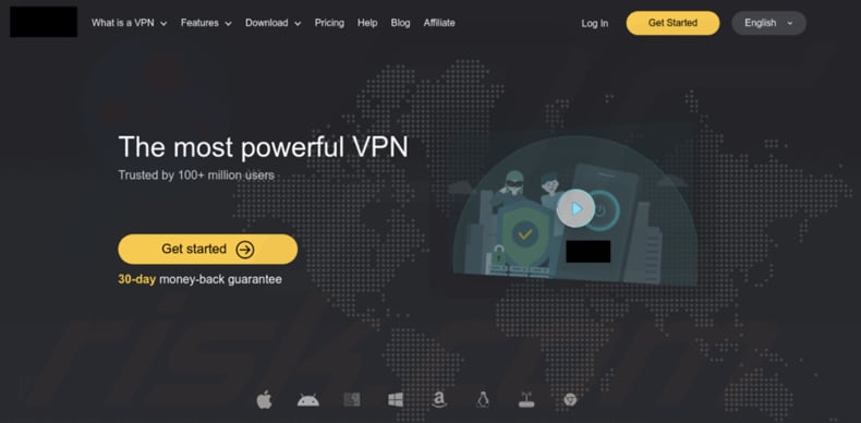 Sitio web de descarga de VPN falsa del malware OpcJacker que difunde OpcJacker (fuente: trendmicro.com)