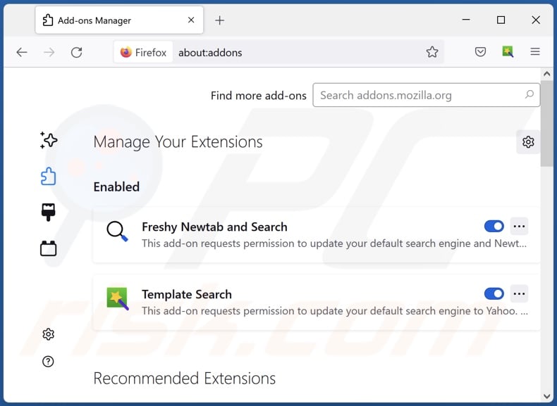 Eliminar extensiones maliciosas de Mozilla Firefox paso 2