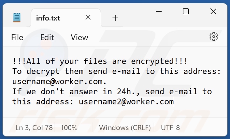 Archivo de texto del ransomware Usr (info.txt)