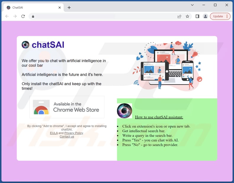 Sitio web utilizado para promocionar el secuestrador del navegador ChatSAI