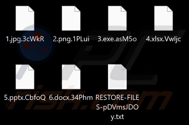 Archivos cifrados por el ransomware CRYPTNET (extensión de 5 caracteres aleatorios)