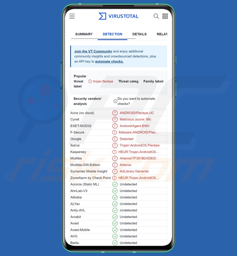 Malware para Android Fleckpe