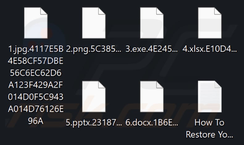 Archivos cifrados por el ransomware RTM Locker (extensión aleatoria)