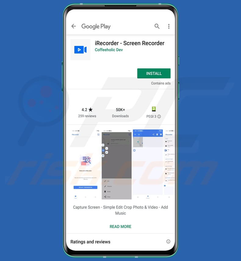 AhRat malware iRecorder - Screen Recorder aplicación troyanizada en Google Play
