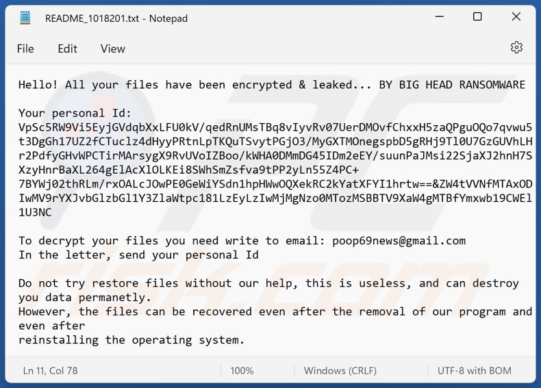 Archivo de texto del ransomware BIG HEAD (README_[random_number].txt)
