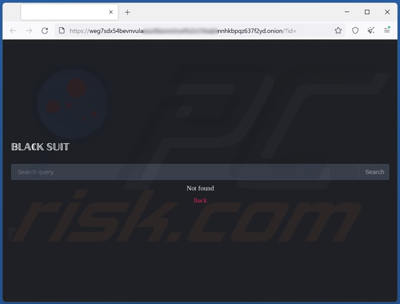 BlackSuit ransomware sitio web Tor
