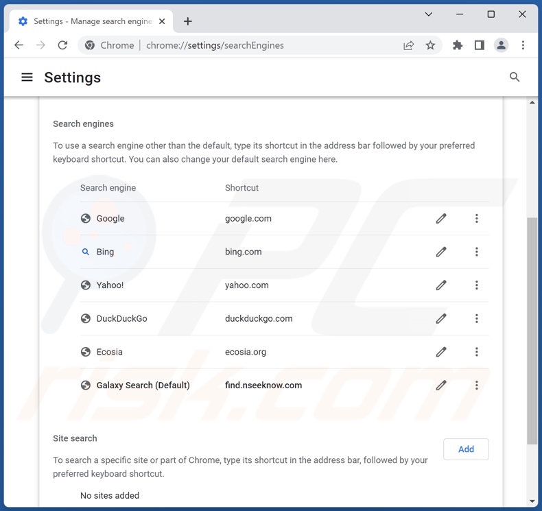 Eliminar find.nseeknow.com del motor de búsqueda predeterminado de Google Chrome