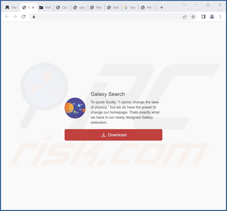 Sitio web utilizado para promocionar el secuestrador del navegador Galaxy Search