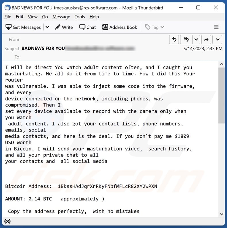 Campaña de spam por correo electrónico 
