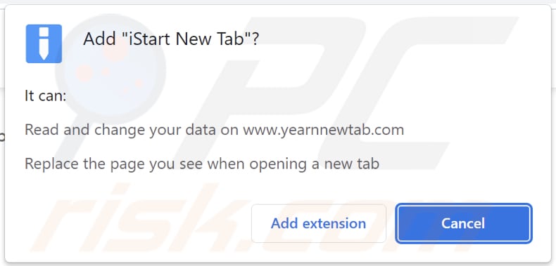 El secuestrador del navegador iStart New Tab pide permisos