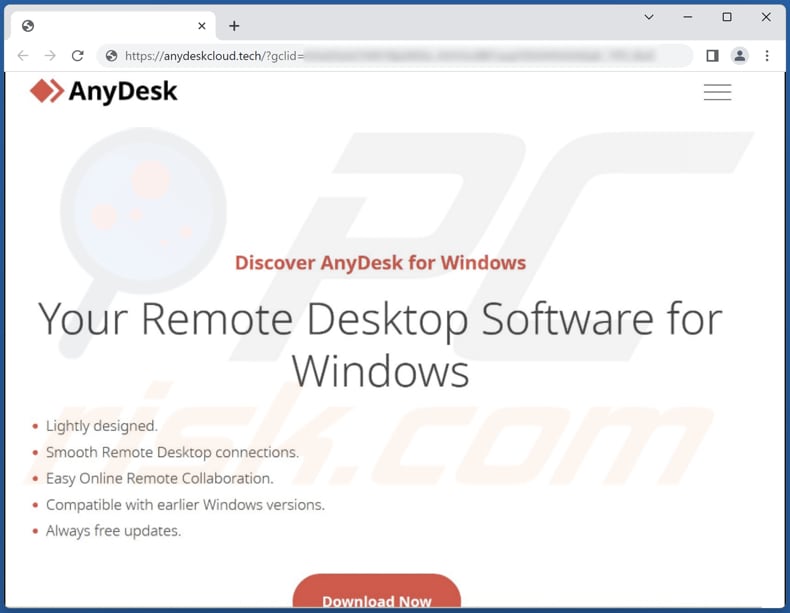 Sitio web falso de AnyDesk con malware LOBSHOT