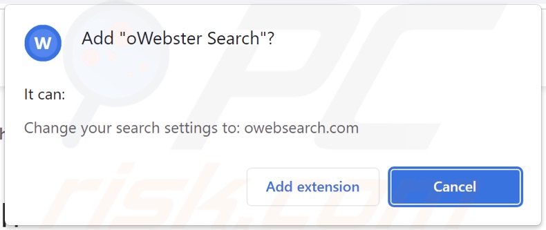 El secuestrador del navegador oWebster Search solicita permisos