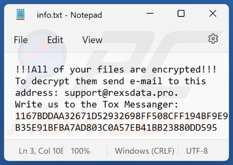 Archivo de texto del ransomware 8base (info.txt)