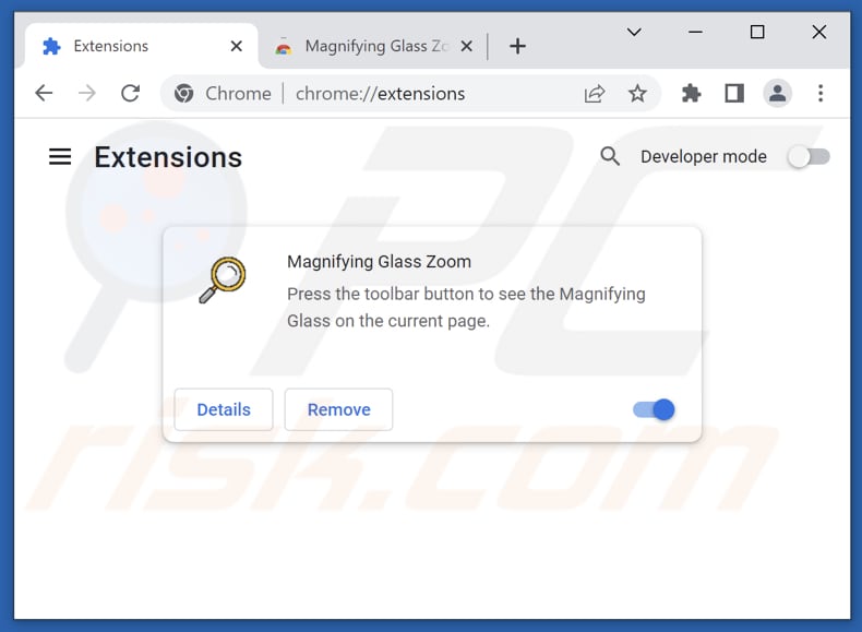 Cómo eliminar el adware Magnifying Glass Zoom de Google Chrome paso 2