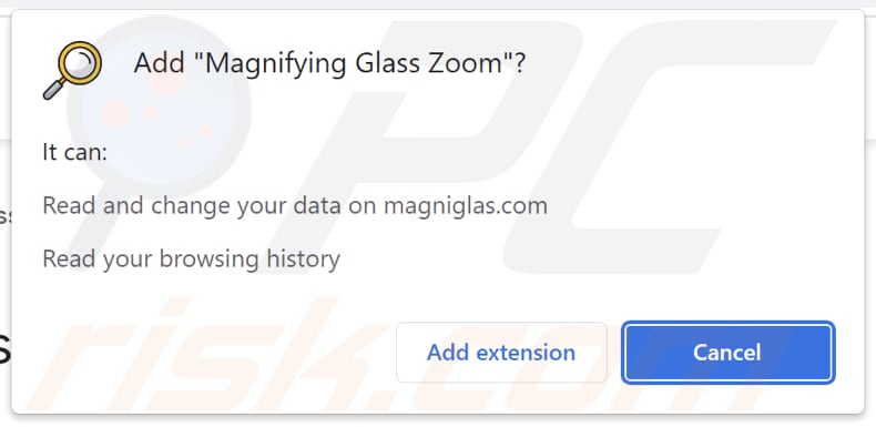 El adware Magnifying Glass Zoom