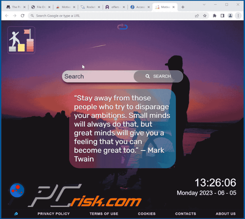 El secuestrador del navegador Motivational Quotes presenta resultados de Bing