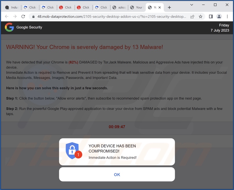 redireccionamientos emergentes de mob-dataprotection[.]com