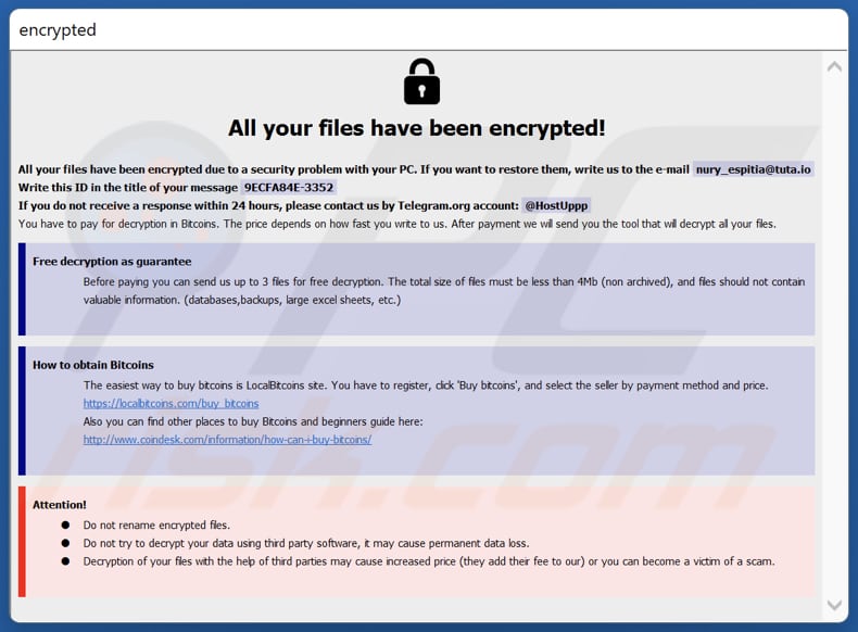 Archivo de texto del ransomware NURRI (info.hta)