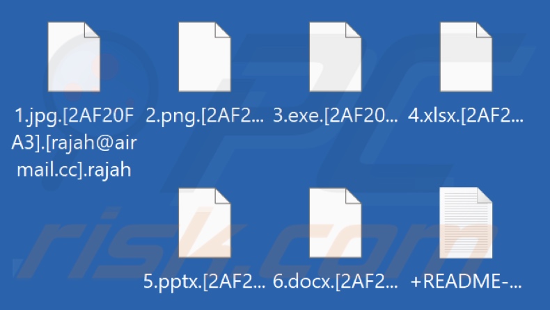 Archivos encriptados por el ransomware Rajah (extensión .rajah)