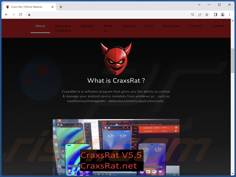 Malware CraxsRAT promocionado en la Web