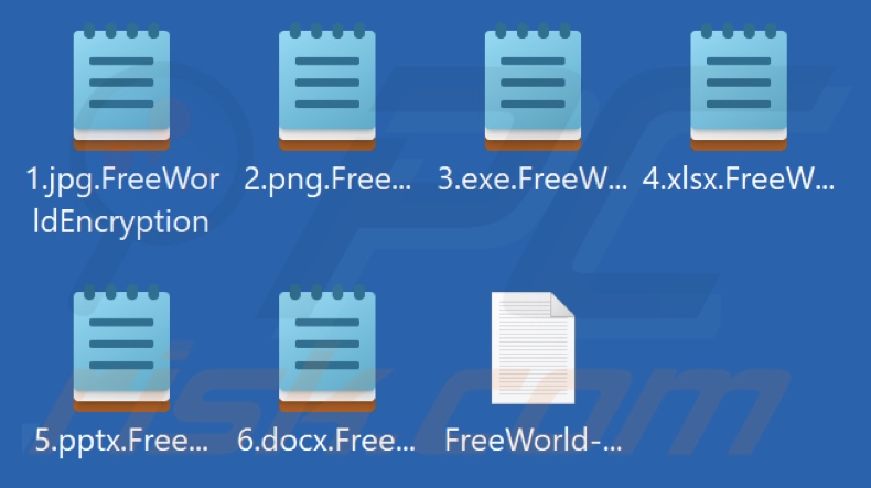 Archivos encriptados por el ransomware FreeWorld (extensión .FreeWorldEncryption)