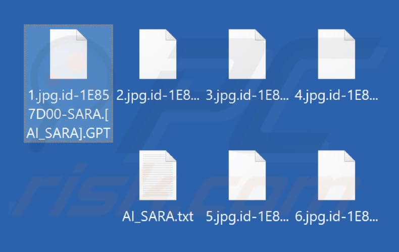 Archivos cifrados por el ransomware GPT (extensión .GPT)