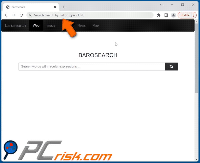 Secuestrador del navegador Lucky baro redirigiendo a Bing (GIF)