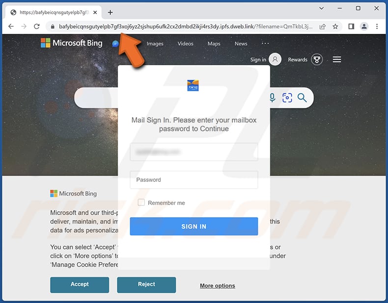 Página de phishing de la campaña de estafa OVHCloud Suspension