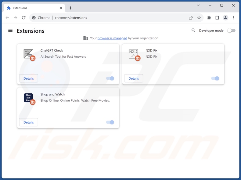 Extensiones incluidas con el adware AdAssistant