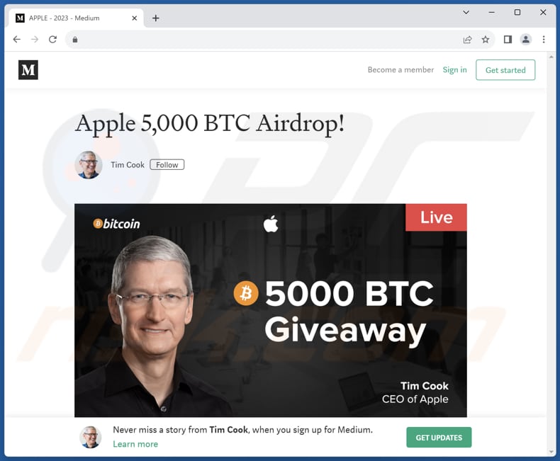 Estafa Apple Crypto Giveaway