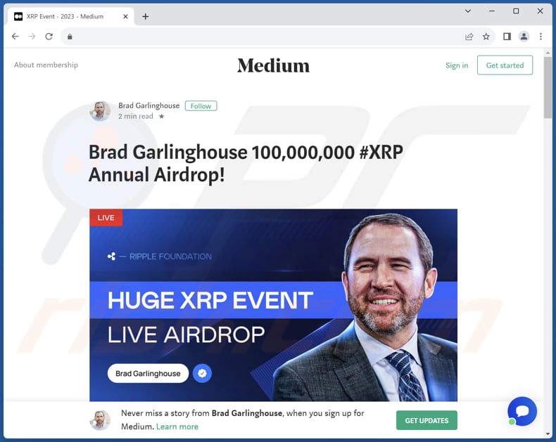 Estafa del Brad Garlinghouse Crypto Giveaway