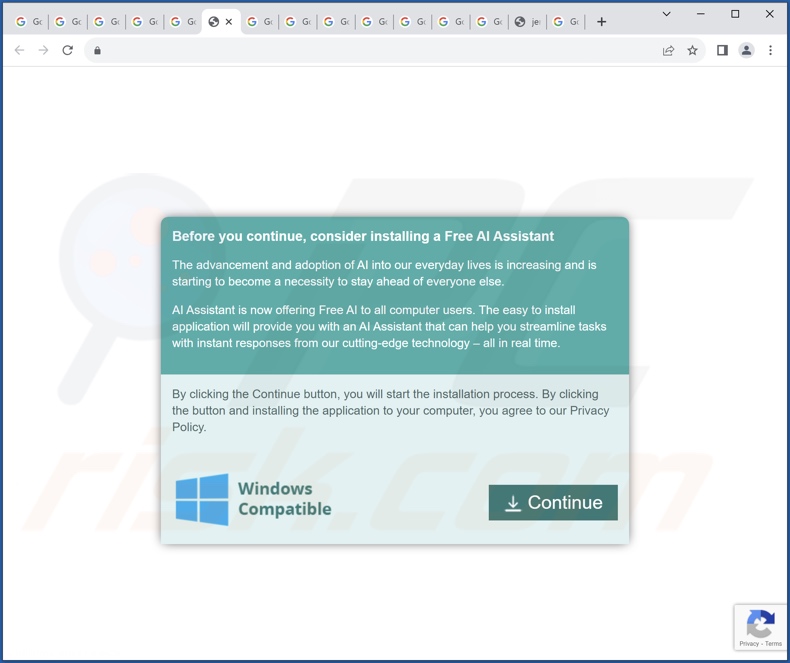 Sitio web utilizado para promocionar el instalador que contiene el secuestrador del navegador ChatGPT Check