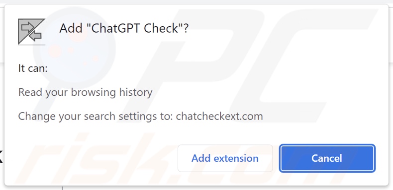 El secuestrador del navegador ChatGPT Check pide permisos