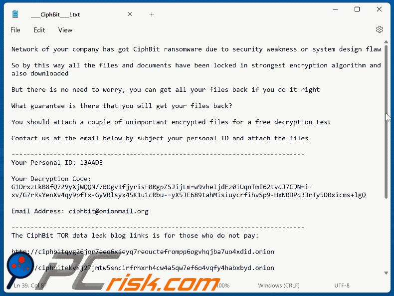 Nota de rescate del ransomware CiphBit (____CiphBit____!.txt) GIF